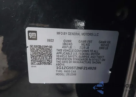 2022 Chevrolet Malibu Fwd Rs from USA, damaged, VIN 1G1ZG5ST2NF214928